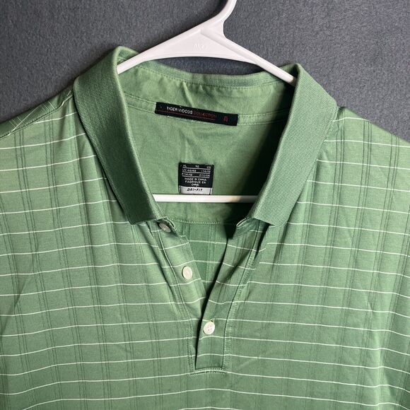 Nike Dri Fit Polo Shirt Mens XL Green Tiger Woods Collection Short Sleeve Check - Picture 2 of 9